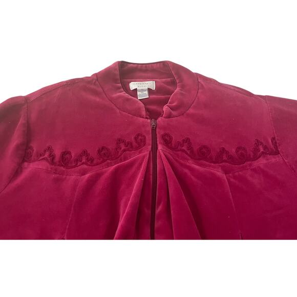 CABERNET WOMAN LONG SLEEVE FULL-LENGTH FLANNEL ROBE, WOMANS, 1X, BURGUNDY - Picture 2 of 12